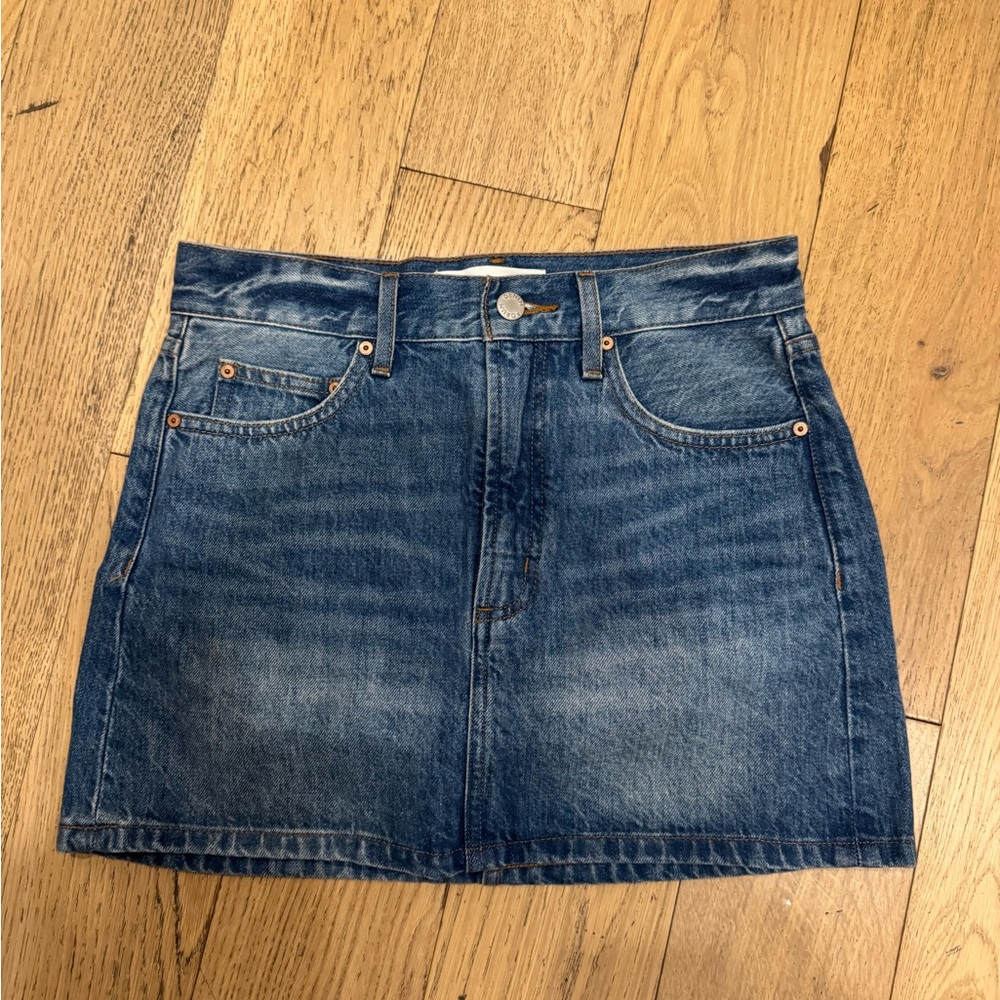 Aritzia Washed Blue Denim Mini Skirt